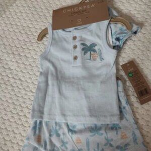 Chickpea Baby 3-pc Daddy's Beach Bud Print Outfit Set Size 3-6 Months